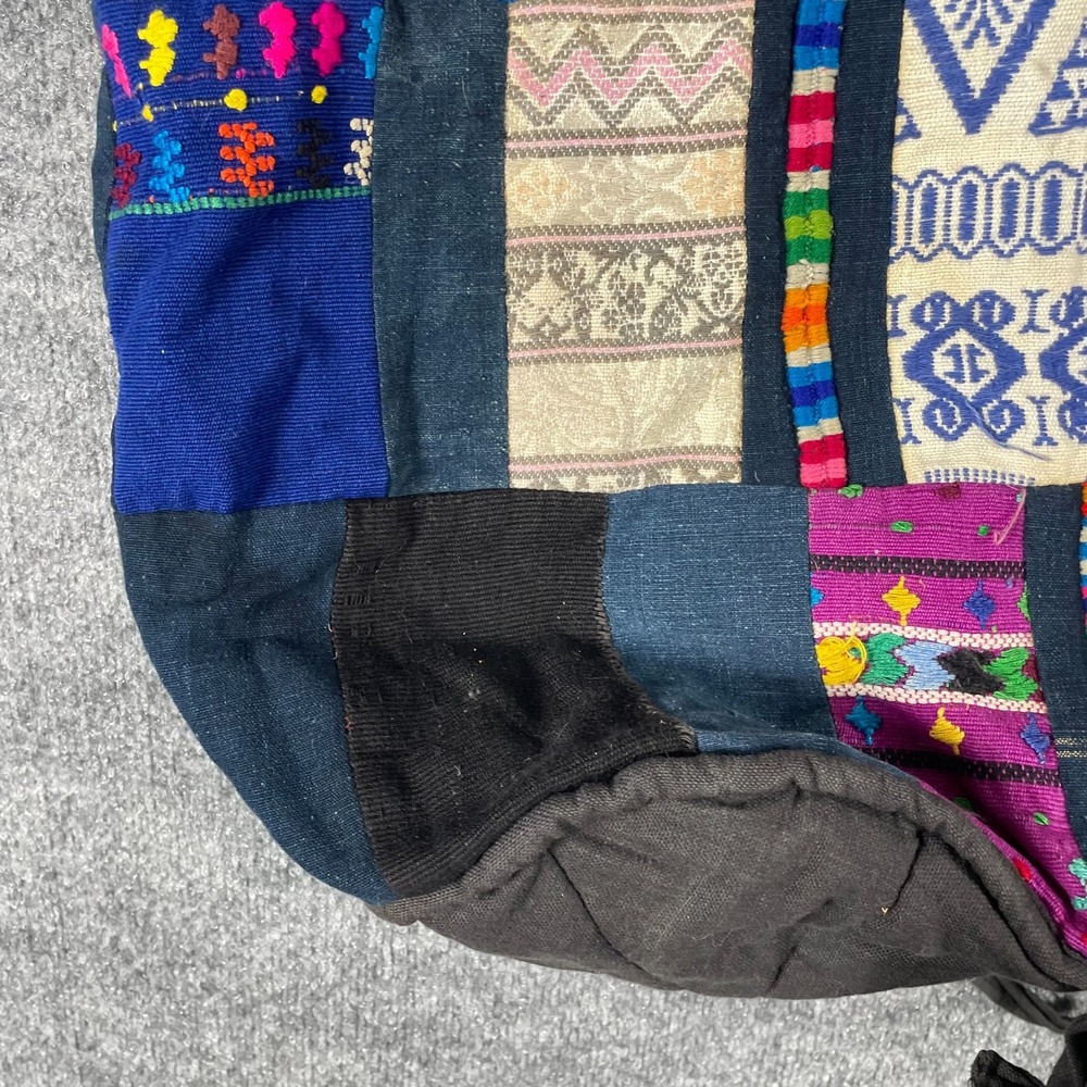 Patchwork Backpack Tote Bag‎ Colorful Hippie Hobo Boho Lined Sack Retro Cotton - Picture 6 of 16